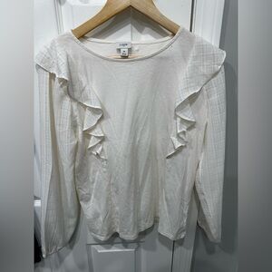 J. Crew Cream Ruffle Blouse